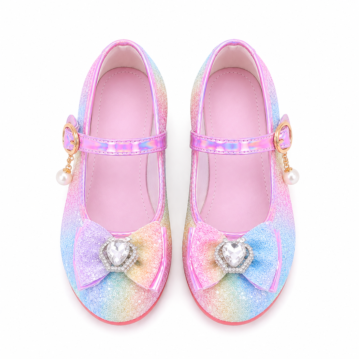 ALPHELIGANCE Girls Sparkle Mary Jane Princess Dress Shoes – Glitter Party Flats