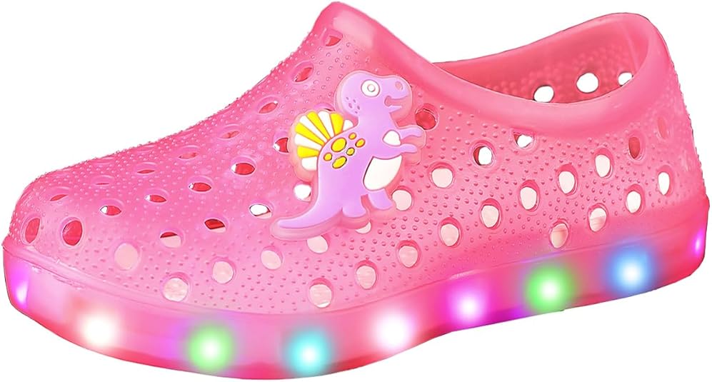 Girls Dress Shoes Toddler Cosplay Clear Jelly Sandals with Bow Mary Jane Led Light Up Flats