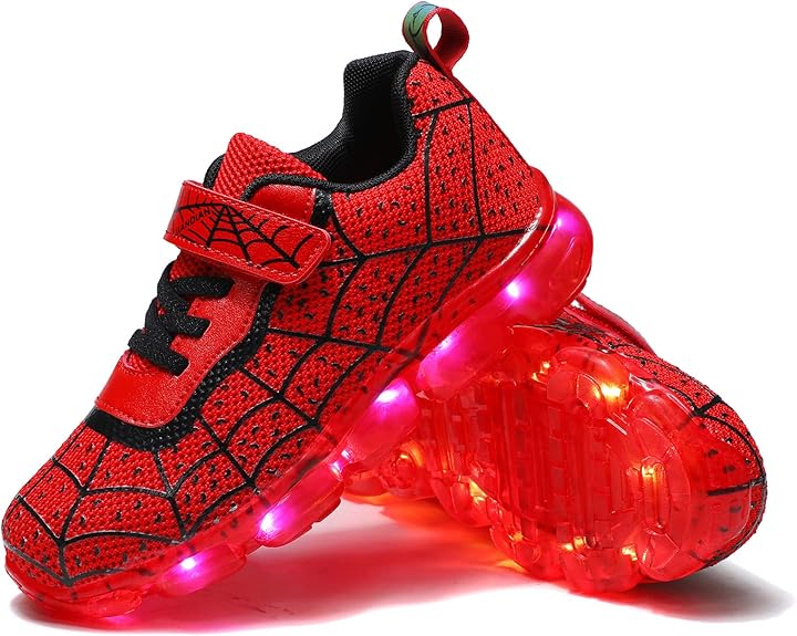 Kids Light Up Shoes Led Flash Sneakers with Spider Upper USB Charge for Boys Toddles Best Gift for Birthday Thanksgiving Christmas Day