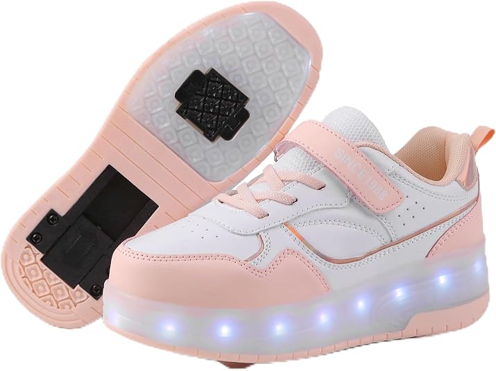 Kids LED Light up Shoes Wheel Shoes USB Charging Roller Skate Shoes Sneakers Girls Boys Kids Best Gift for Birthday Halloween Christmas