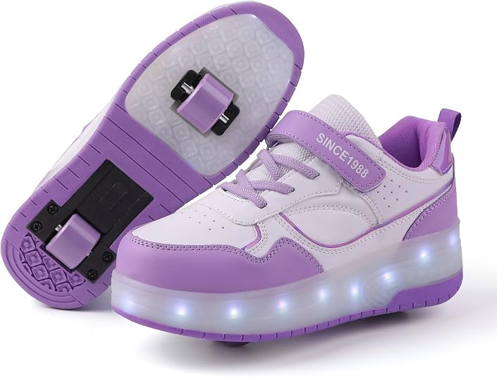Kids LED Light up Shoes Wheel Shoes USB Charging Roller Skate Shoes Sneakers Girls Boys Kids Best Gift for Birthday Halloween Christmas