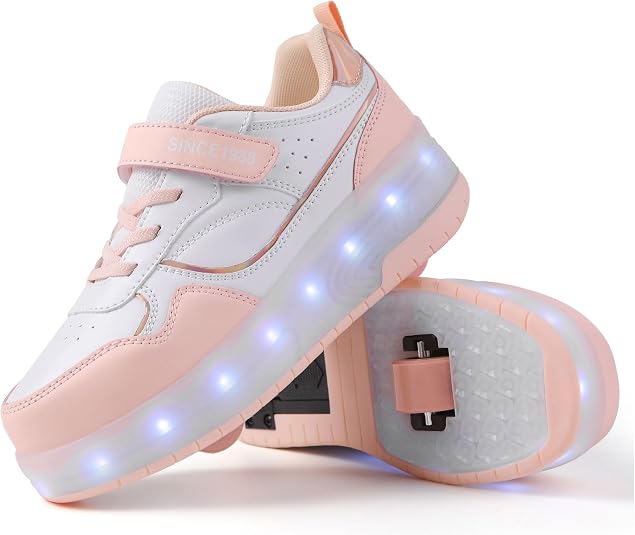 Kids LED Light up Shoes Wheel Shoes USB Charging Roller Skate Shoes Sneakers Girls Boys Kids Best Gift for Birthday Halloween Christmas