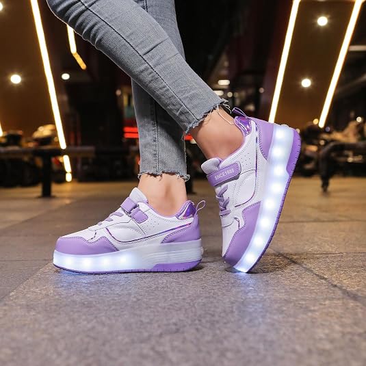 Kids LED Light up Shoes Wheel Shoes USB Charging Roller Skate Shoes Sneakers Girls Boys Kids Best Gift for Birthday Halloween Christmas