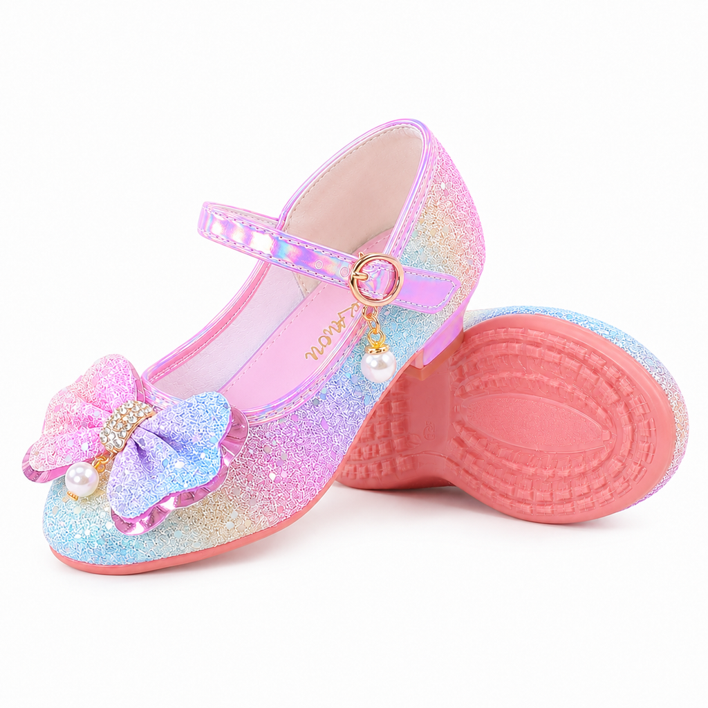 ALPHELIGANCE Girls Sparkle Mary Jane Princess Dress Shoes – Glitter Party Flats