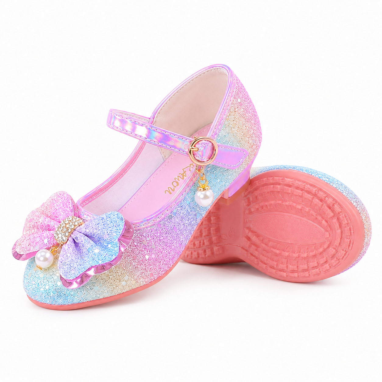 ALPHELIGANCE Girls Sparkle Mary Jane Princess Dress Shoes – Glitter Party Flats