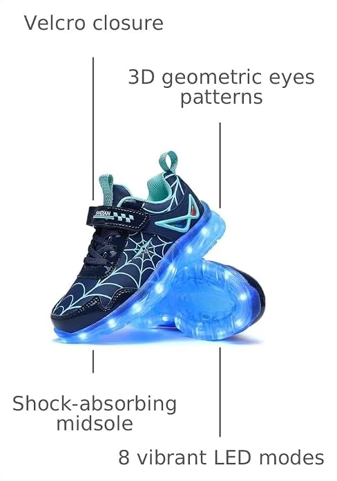 Kids Light Up Shoes for Boy Girl Toddler Sneakers Rechargeable Gift
