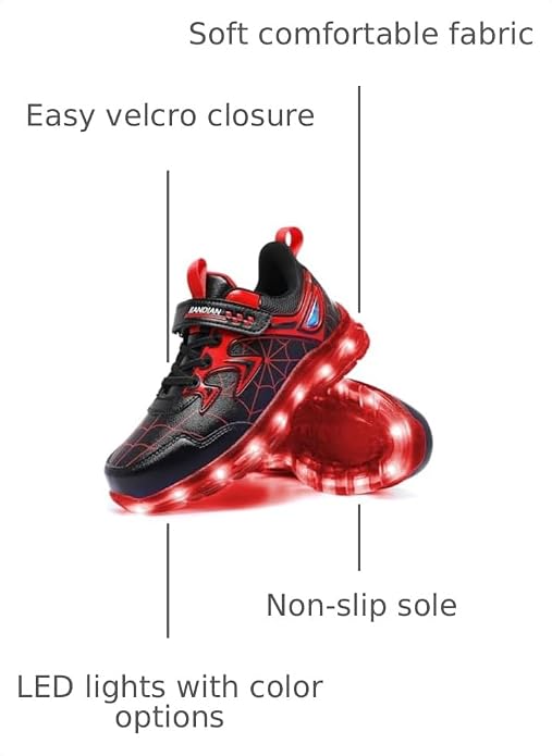 Kids Light Up Shoes for Boy Girl Toddler Sneakers Rechargeable Gift
