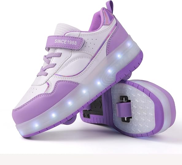Kids LED Light up Shoes Wheel Shoes USB Charging Roller Skate Shoes Sneakers Girls Boys Kids Best Gift for Birthday Halloween Christmas