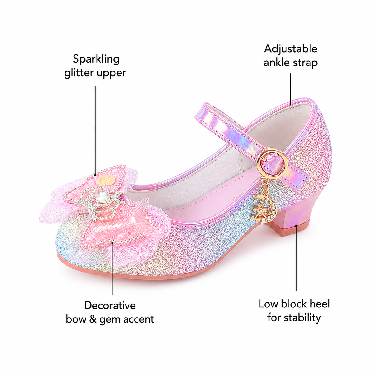 ALPHELIGANCE  Girls Sparkle Mary Jane Princess Dress Shoes – Glitter Party Flats