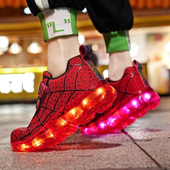 Kids Light Up Shoes Led Flash Sneakers with Spider Upper USB Charge for Boys Toddles Best Gift for Birthday Thanksgiving Christmas Day