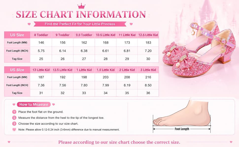 YUNICUS Girls’ Pink Glitter Mary Jane Shoes with Bow | Party Dress Heels