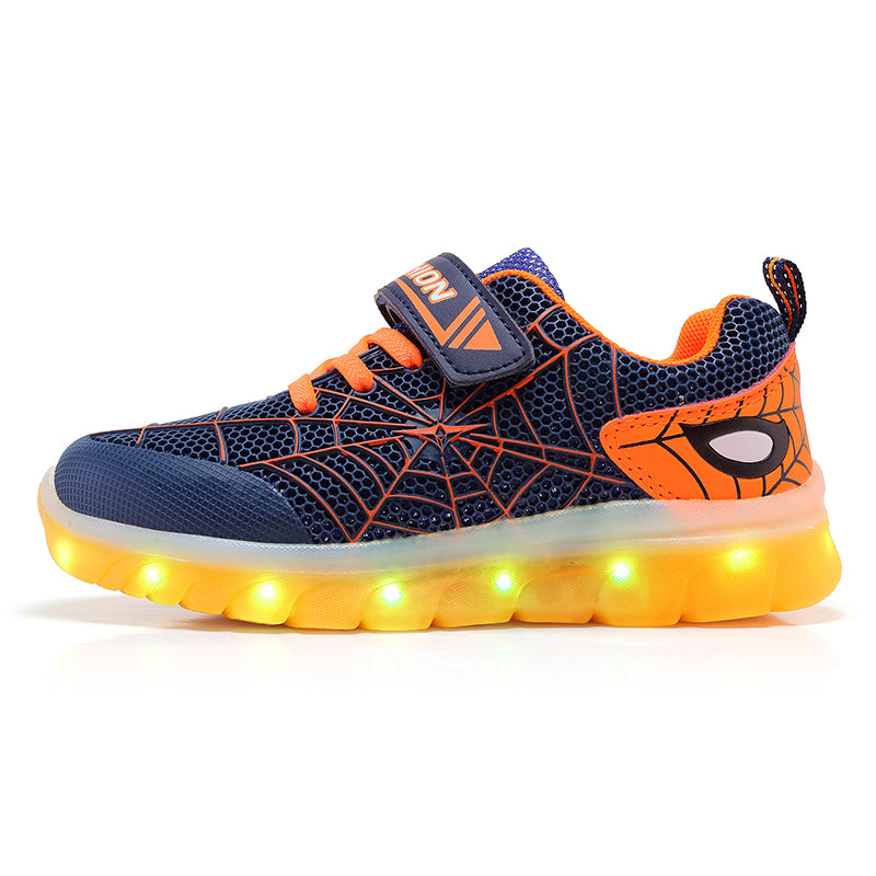 Kids Light Up Shoes Led Flash Sneakers with Spider Upper USB Charge for Boys Girls Toddles Best Gift for Birthday Thanksgiving Christmas Day