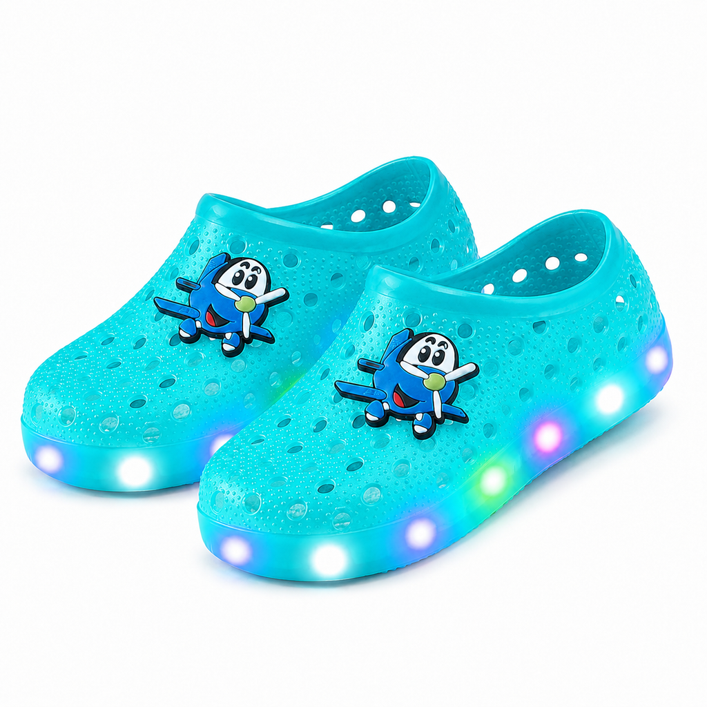 YUNICUS Toddler Girls’ Clear Light-Up Jelly Shoes with Dinosaur Charm and Breathable Holes