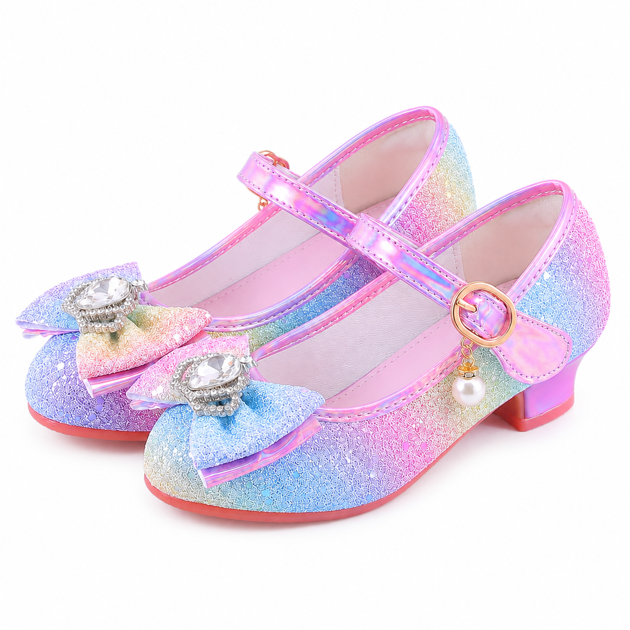 ALPHELIGANCE Girls Sparkle Mary Jane Princess Dress Shoes – Glitter Party Flats