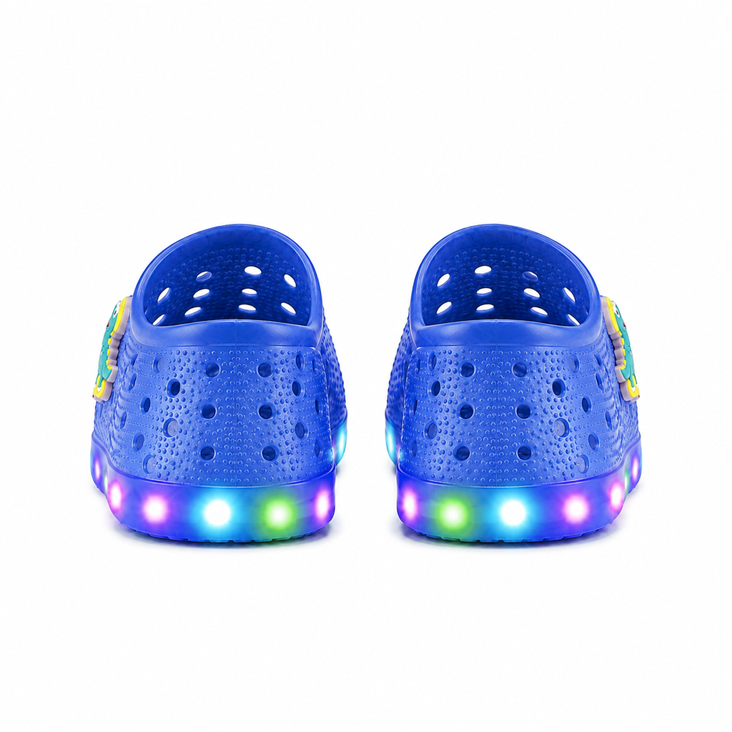 YUNICUS Toddler Girls’ Clear Light-Up Jelly Shoes with Dinosaur Charm and Breathable Holes