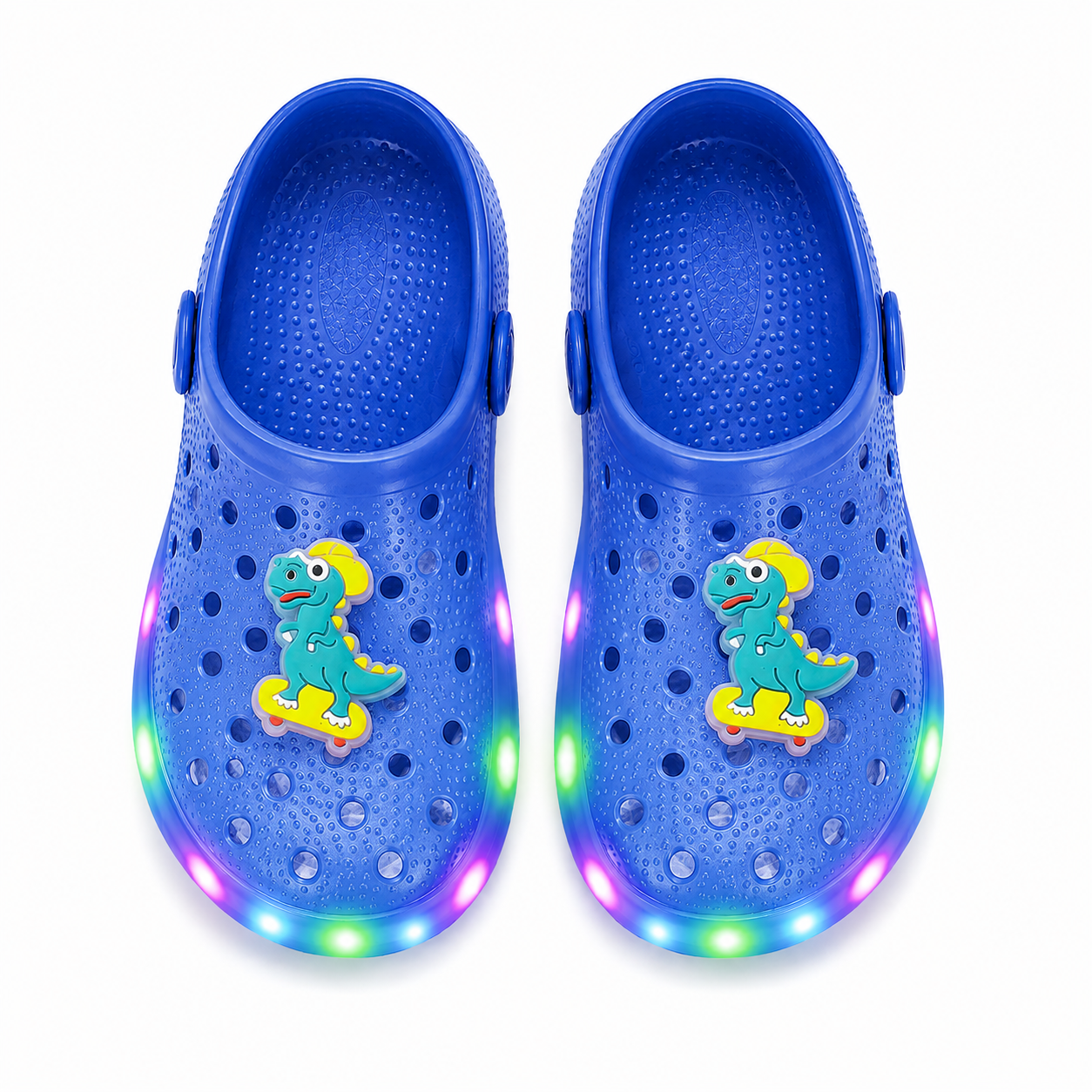 YUNICUS Toddler Girls’ Clear Light-Up Jelly Shoes with Dinosaur Charm and Breathable Holes