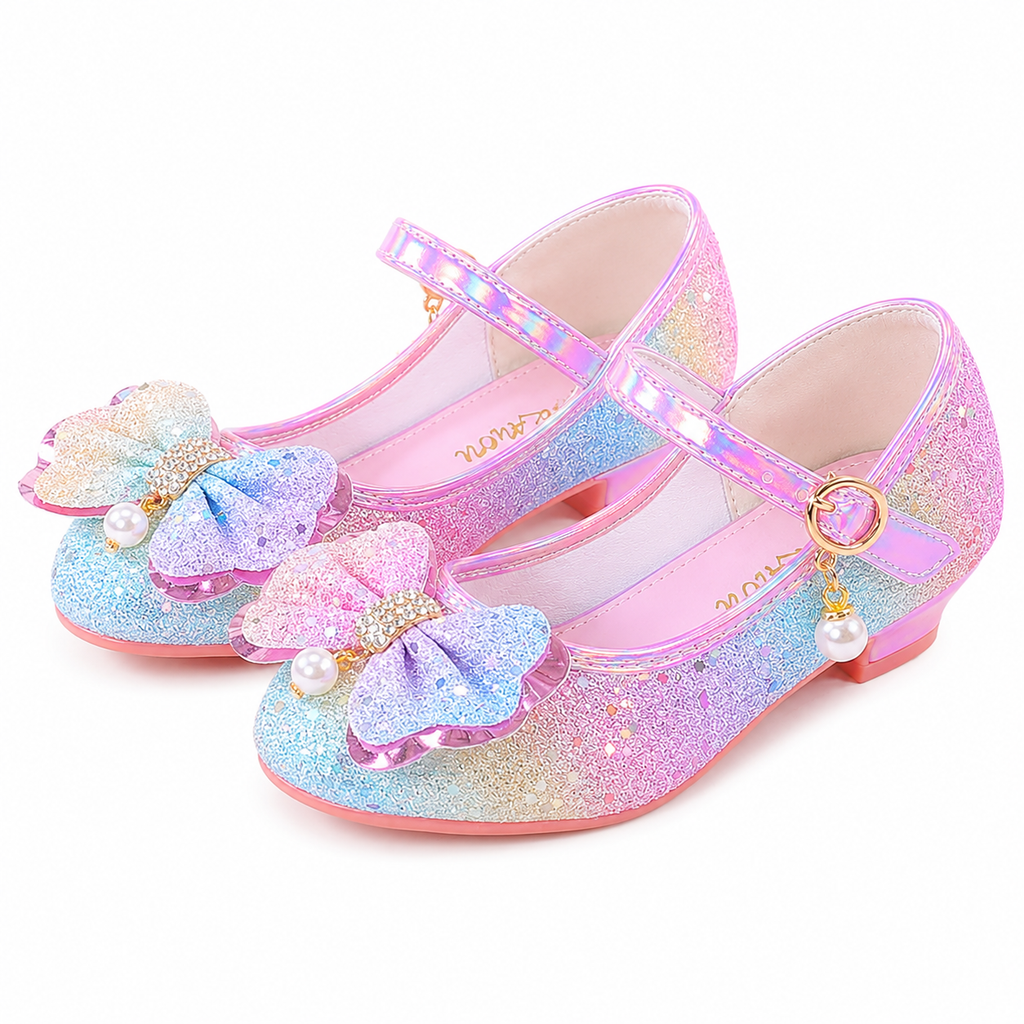 ALPHELIGANCE Girls Sparkle Mary Jane Princess Dress Shoes – Glitter Party Flats