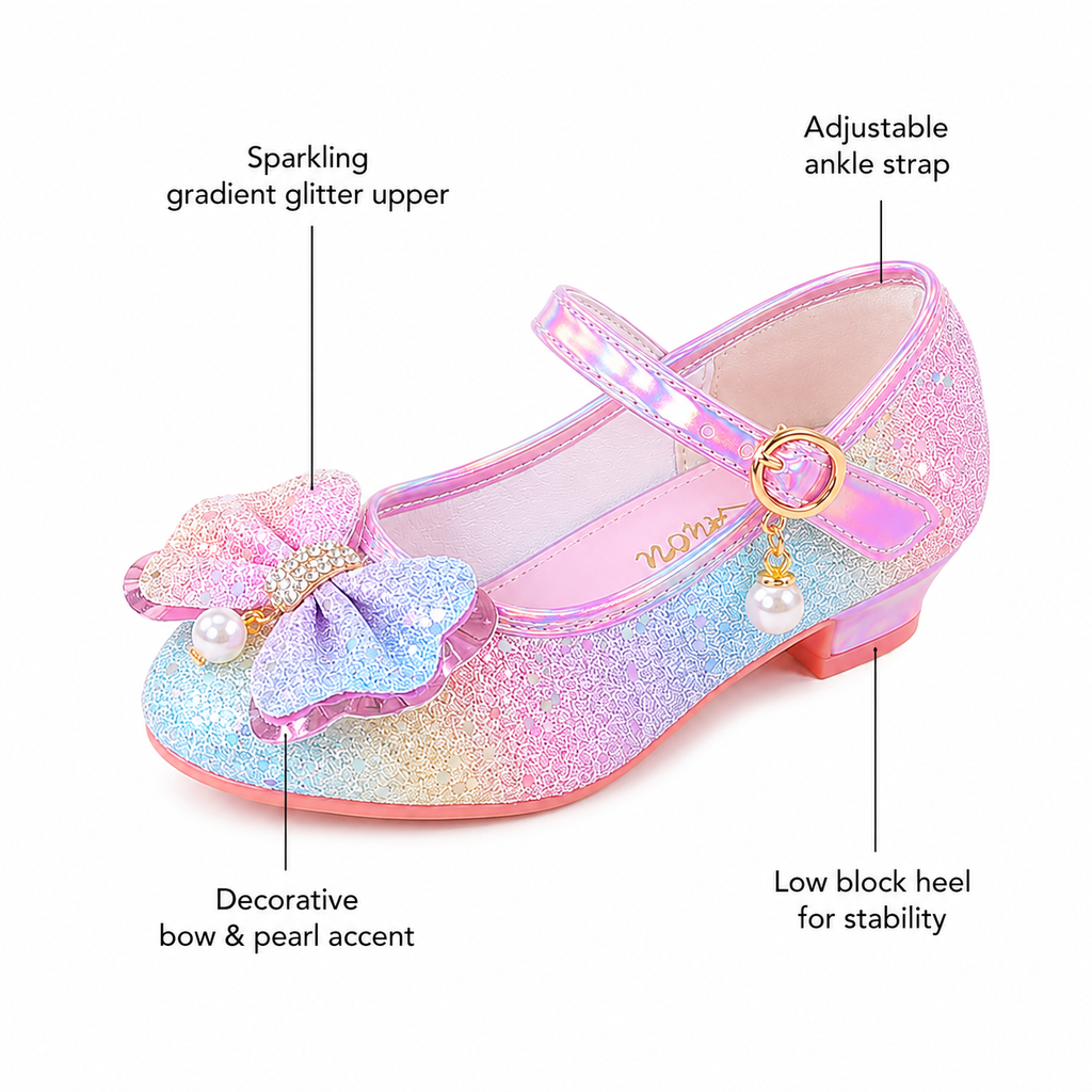 ALPHELIGANCE Girls Sparkle Mary Jane Princess Dress Shoes – Glitter Party Flats
