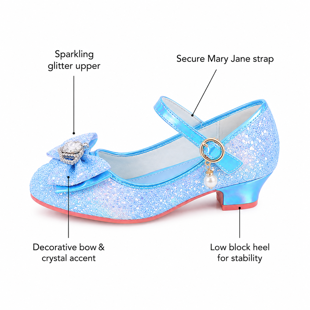 ALPHELIGANCE Girls Sparkle Mary Jane Princess Dress Shoes – Glitter Party Flats
