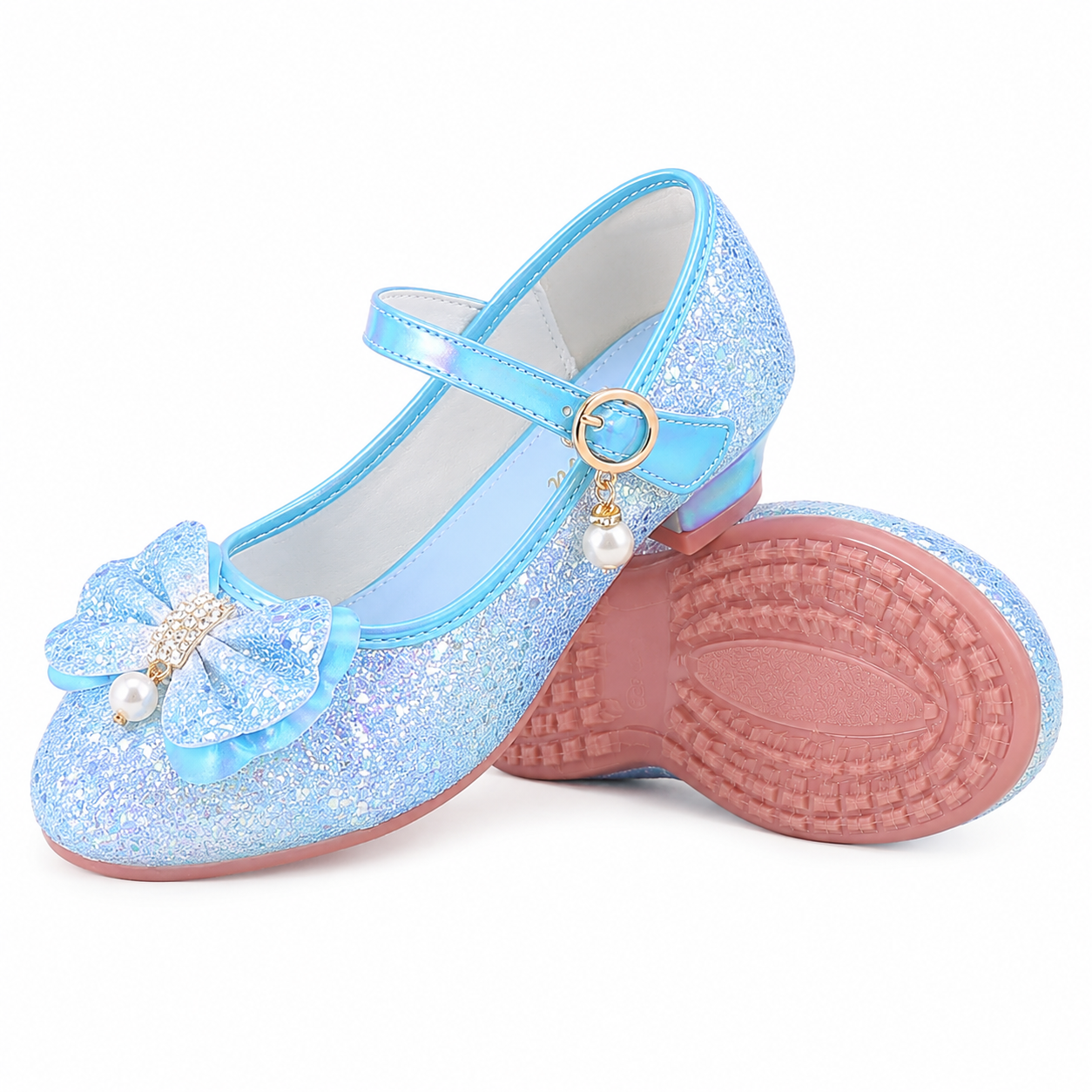 ALPHELIGANCE Girls Sparkle Mary Jane Princess Dress Shoes – Glitter Party Flats