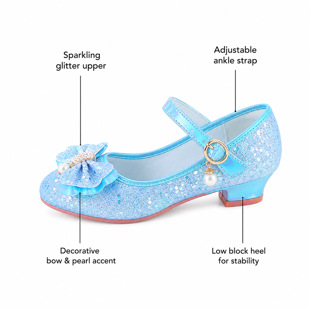 ALPHELIGANCE Girls Sparkle Mary Jane Princess Dress Shoes – Glitter Party Flats
