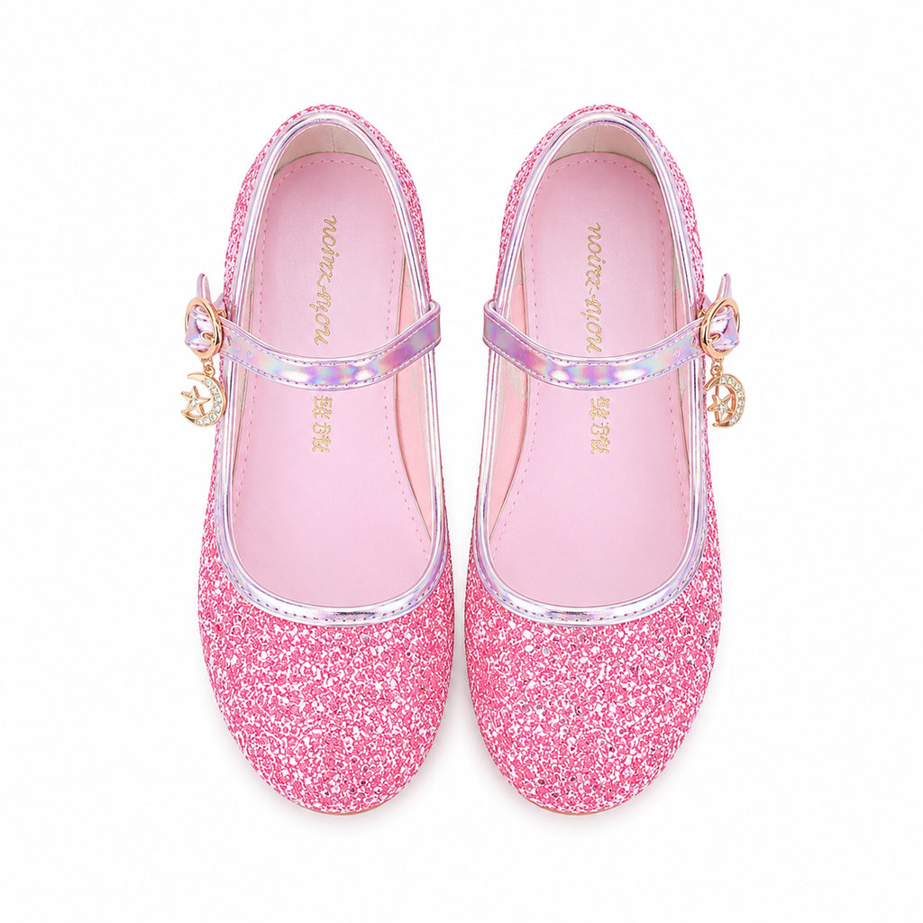 ALPHELIGANCE Girls Sparkle Mary Jane Princess Dress Shoes – Glitter Party Flats
