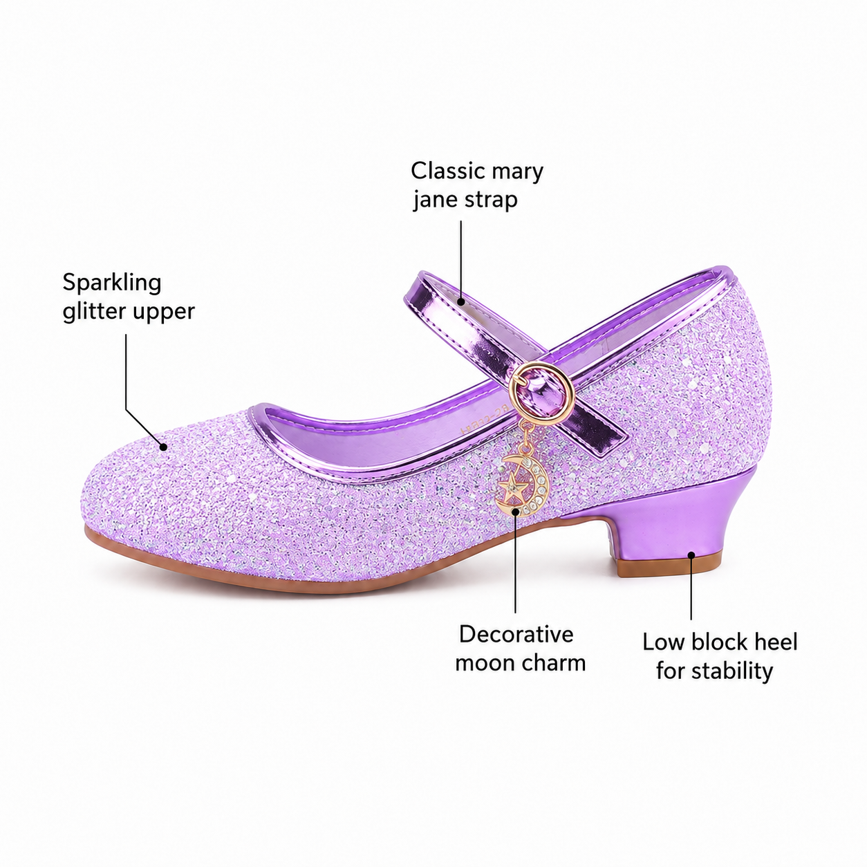 ALPHELIGANCE Girls Sparkle Mary Jane Princess Dress Shoes – Glitter Party Flats
