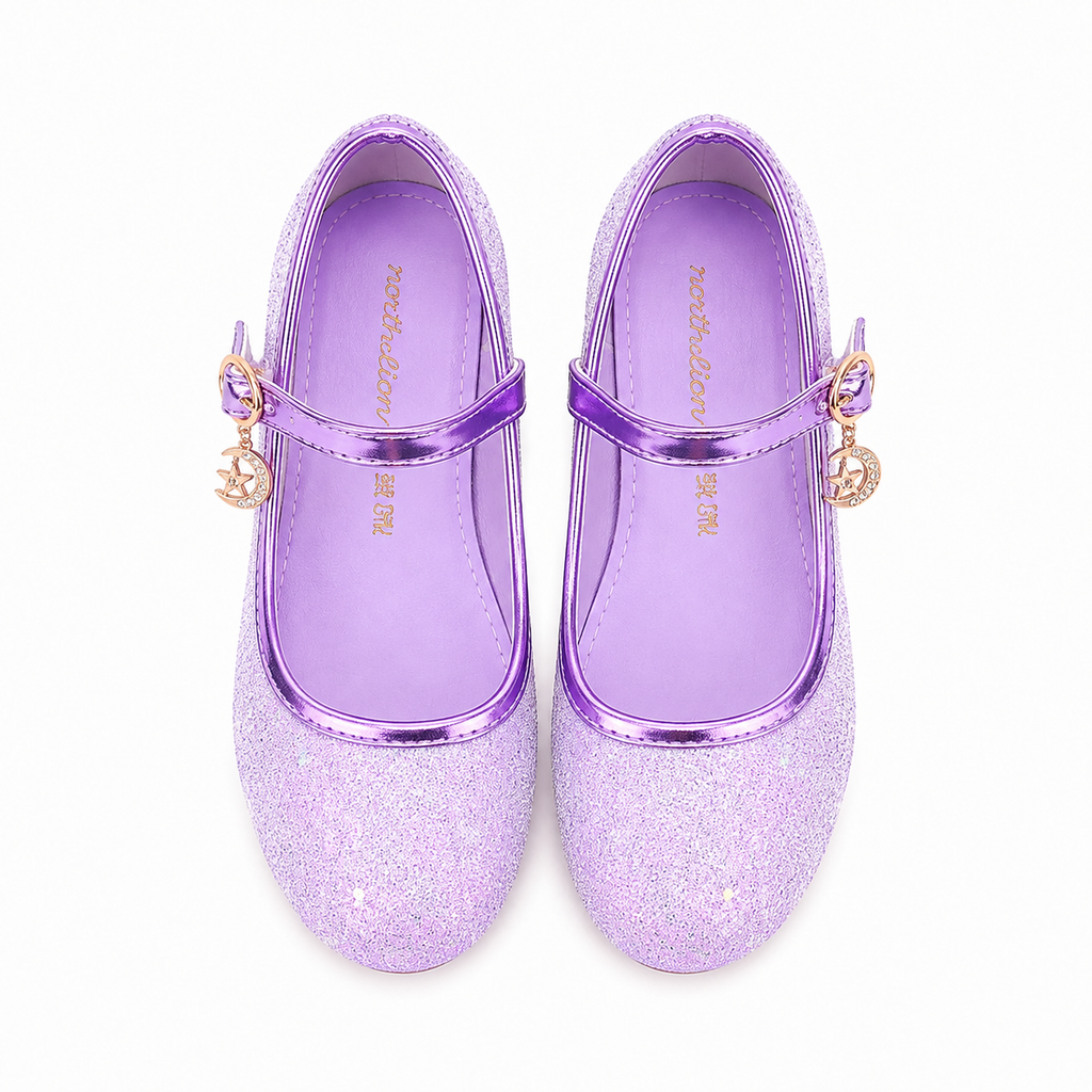 ALPHELIGANCE Girls Sparkle Mary Jane Princess Dress Shoes – Glitter Party Flats