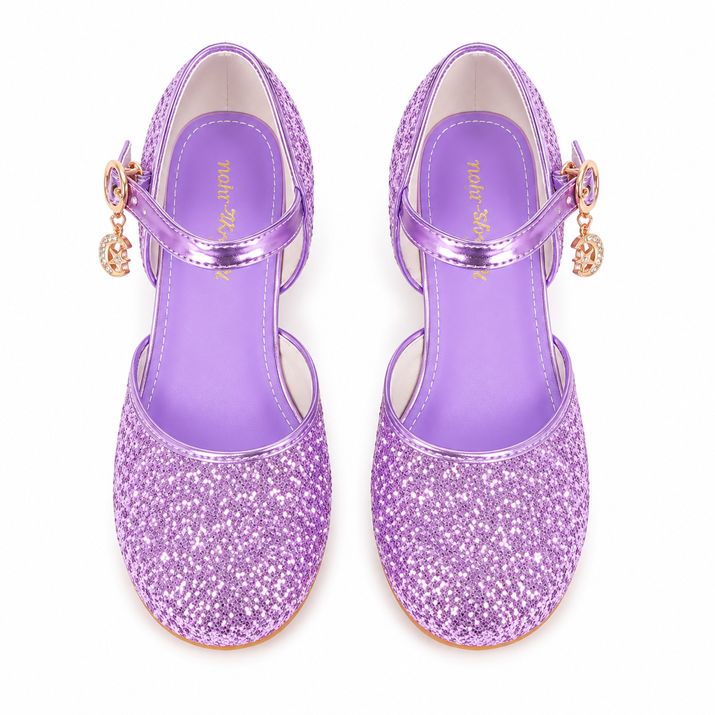 ALPHELIGANCE Girls Sparkle Mary Jane Princess Dress Shoes – Glitter Party Flats