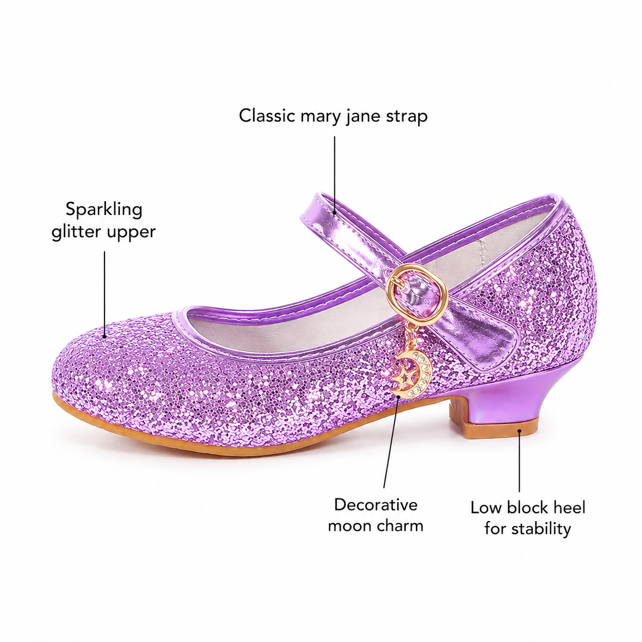 ALPHELIGANCE Girls Sparkle Mary Jane Princess Dress Shoes – Glitter Party Flats