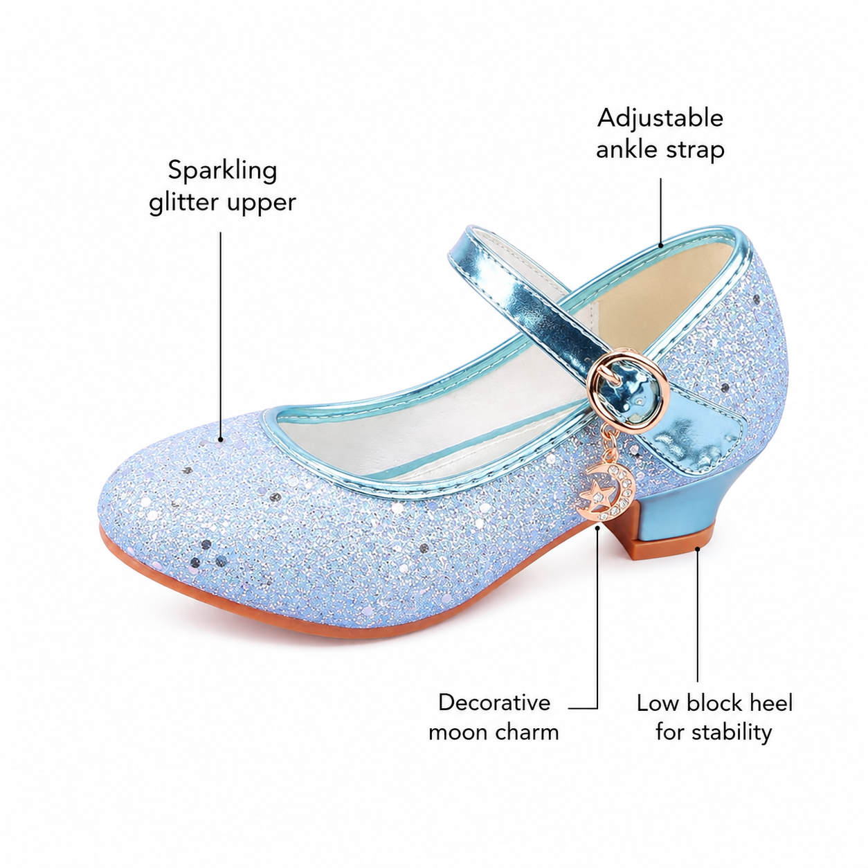 ALPHELIGANCE Girls Sparkle Mary Jane Princess Dress Shoes – Glitter Party Flats