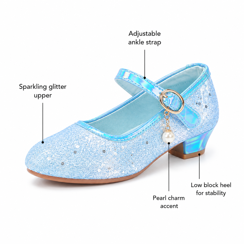 ALPHELIGANCE Girls Sparkle Mary Jane Princess Dress Shoes – Glitter Party Flats