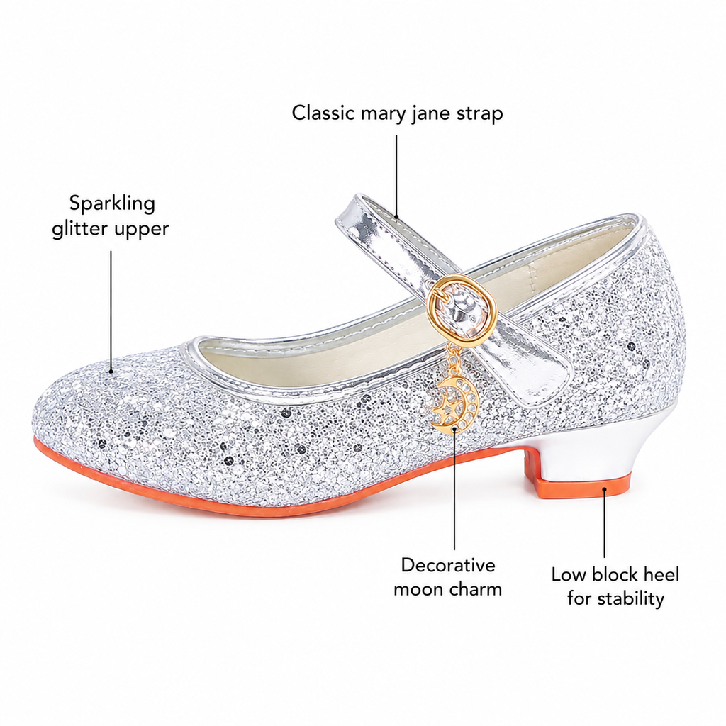 ALPHELIGANCE Girls Sparkle Mary Jane Princess Dress Shoes – Glitter Party Flats