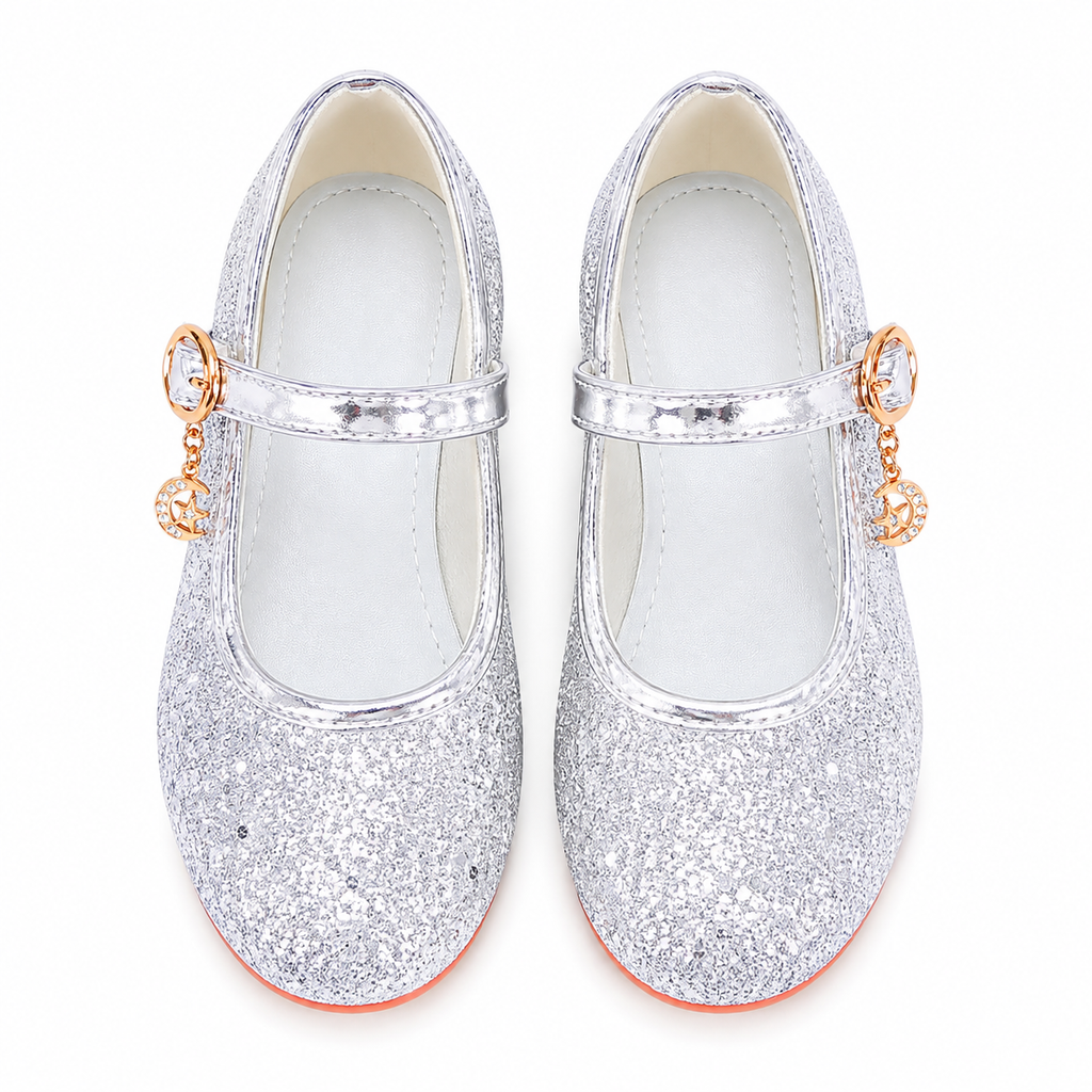 ALPHELIGANCE Girls Sparkle Mary Jane Princess Dress Shoes – Glitter Party Flats