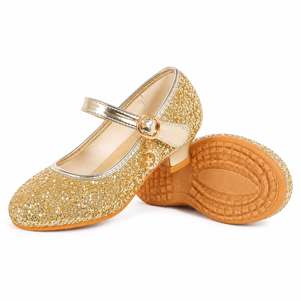 ALPHELIGANCE Girls Sparkle Mary Jane Princess Dress Shoes – Glitter Party Flats