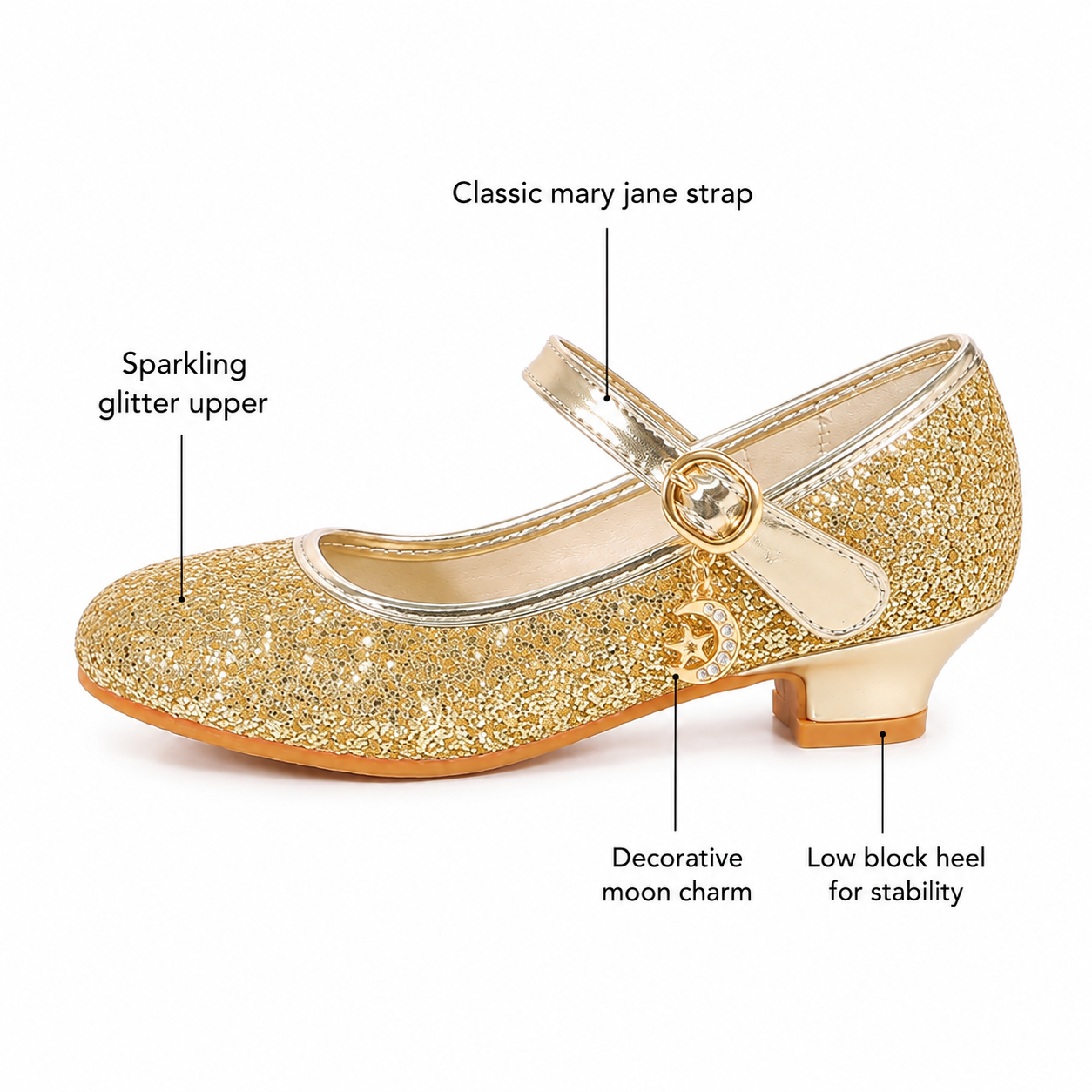 ALPHELIGANCE Girls Sparkle Mary Jane Princess Dress Shoes – Glitter Party Flats