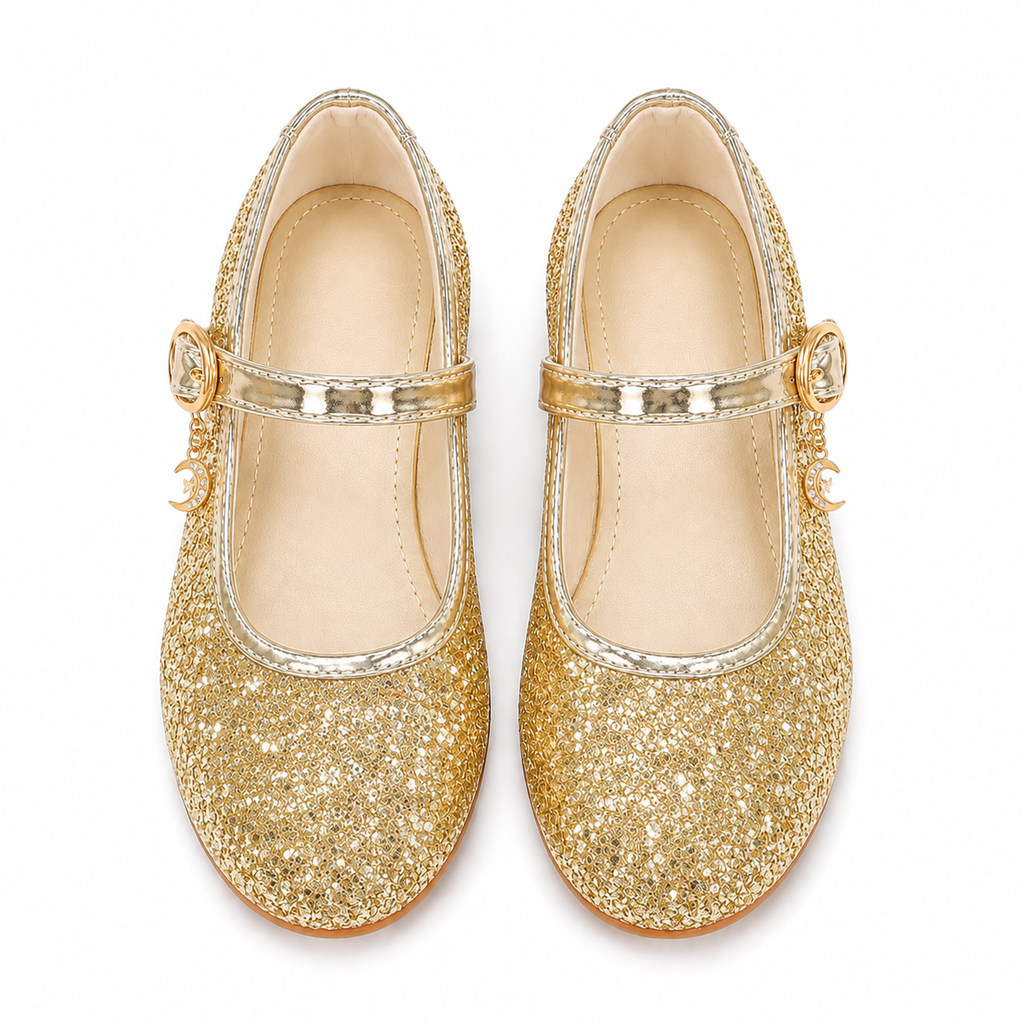 ALPHELIGANCE Girls Sparkle Mary Jane Princess Dress Shoes – Glitter Party Flats