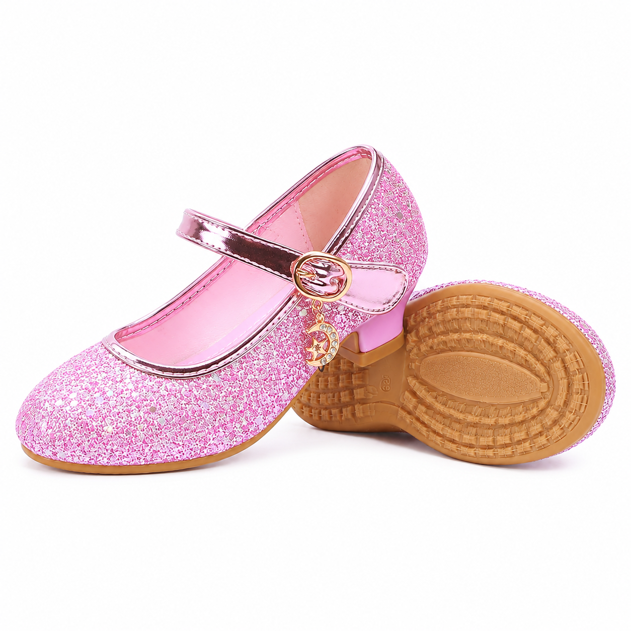 ALPHELIGANCE Girls Sparkle Mary Jane Princess Dress Shoes – Glitter Party Flats