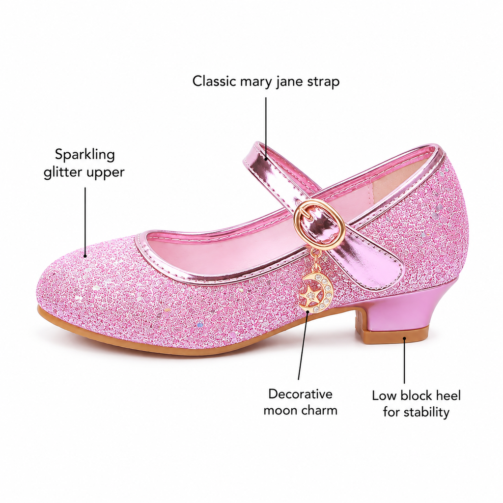 ALPHELIGANCE Girls Sparkle Mary Jane Princess Dress Shoes – Glitter Party Flats