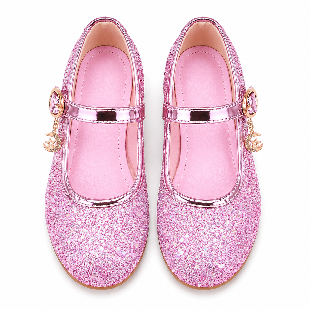 ALPHELIGANCE Girls Sparkle Mary Jane Princess Dress Shoes – Glitter Party Flats
