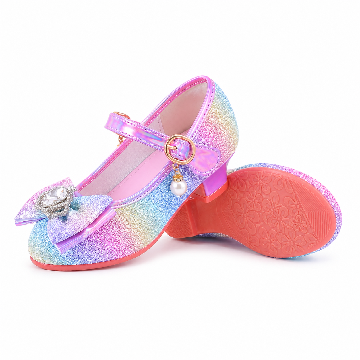 ALPHELIGANCE Girls Sparkle Mary Jane Princess Dress Shoes – Glitter Party Flats