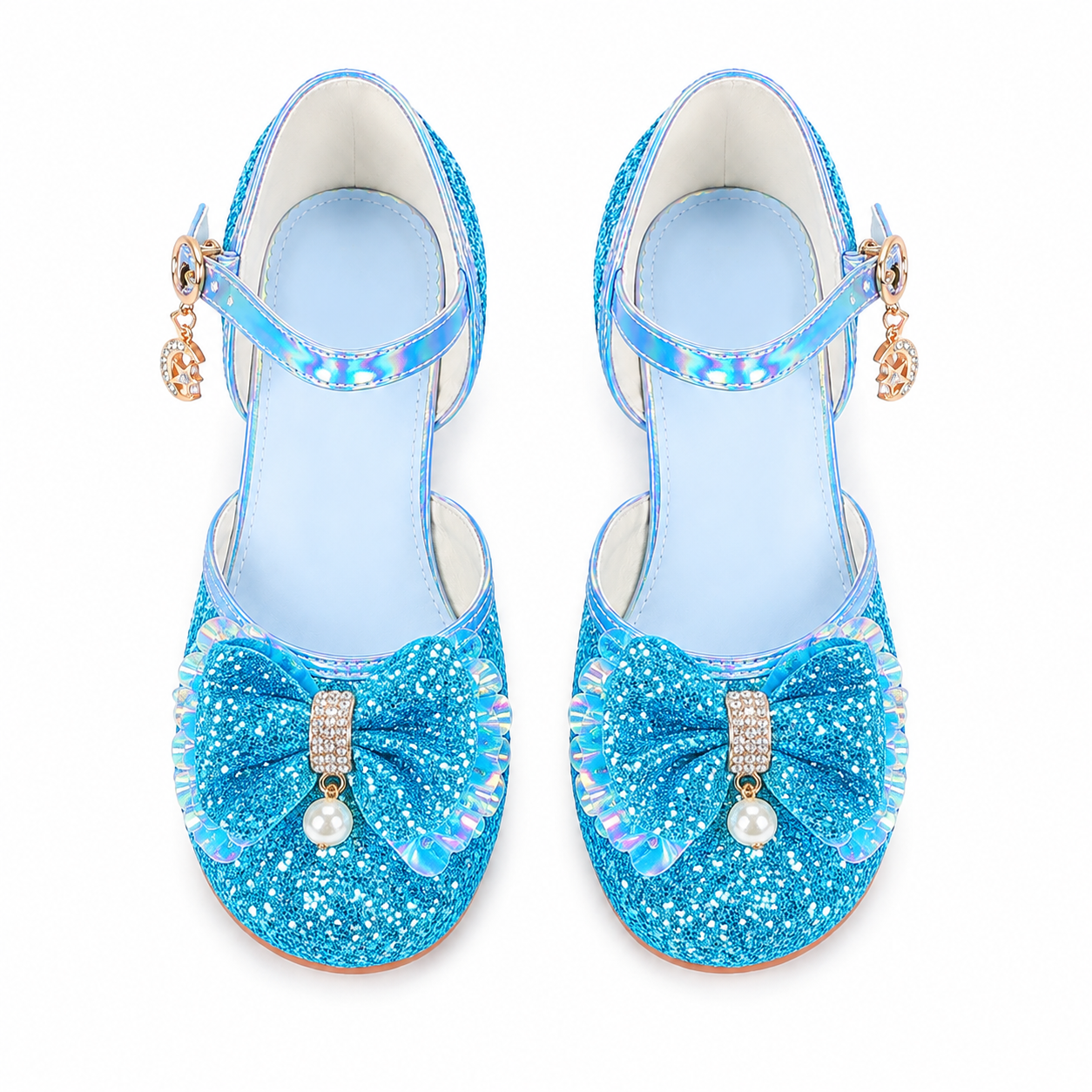 YUNICUS Girls’ Pink Glitter Mary Jane Shoes with Bow | Party Dress Heels