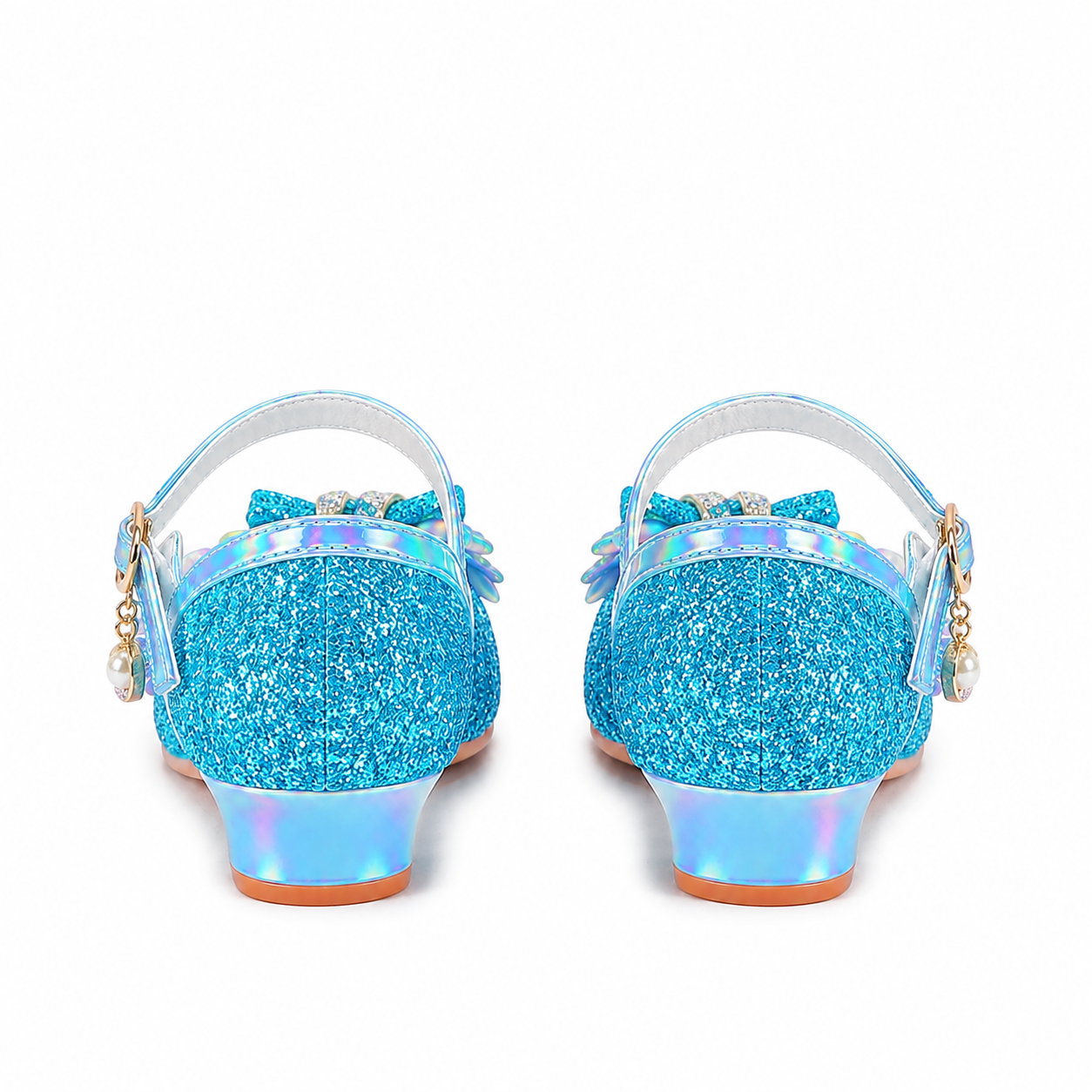 YUNICUS Girls’ Pink Glitter Mary Jane Shoes with Bow | Party Dress Heels