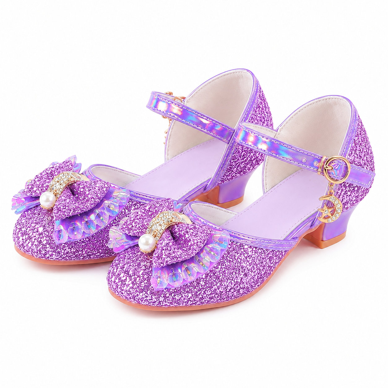 YUNICUS Girls’ Pink Glitter Mary Jane Shoes with Bow | Party Dress Heels €21,95