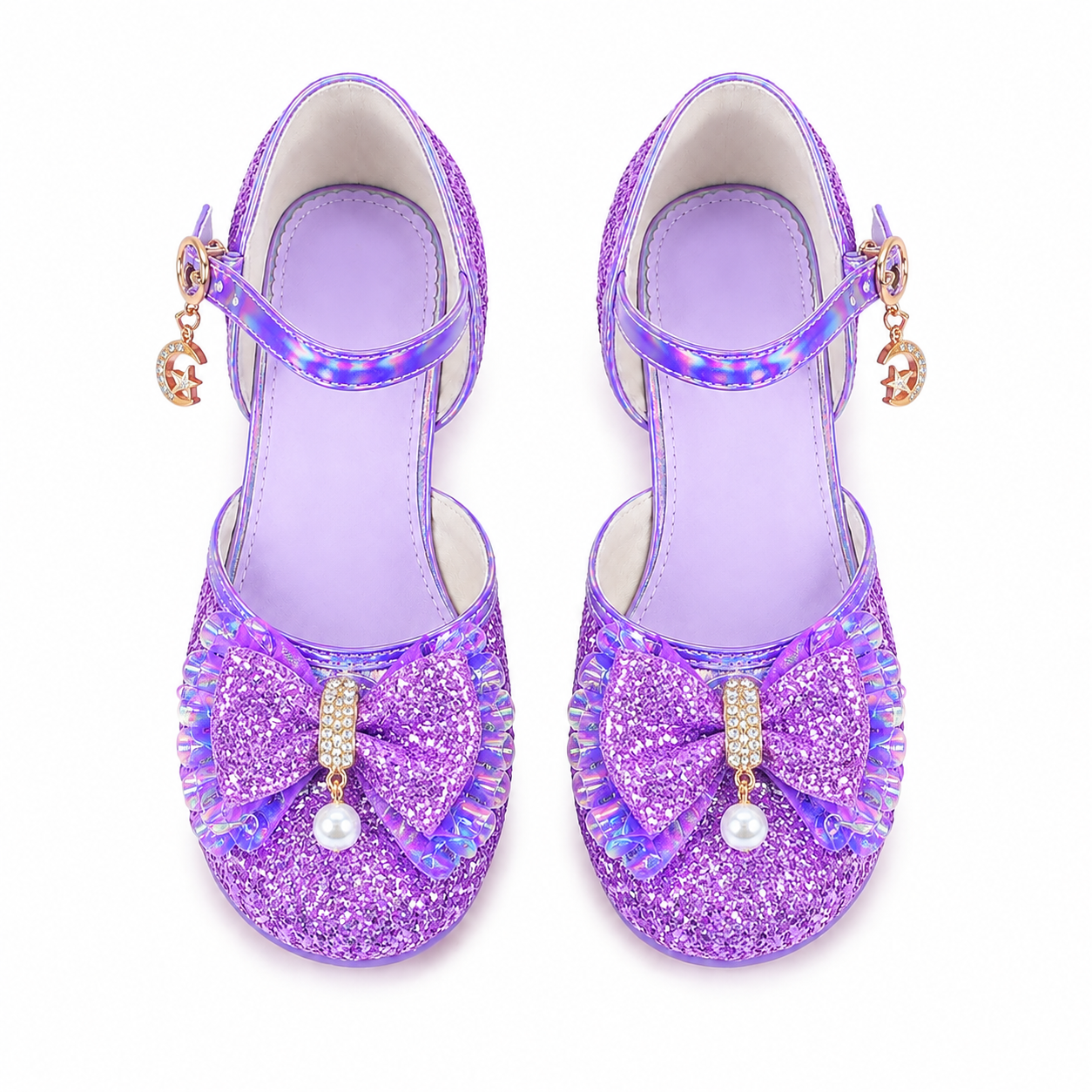 YUNICUS Girls’ Pink Glitter Mary Jane Shoes with Bow | Party Dress Heels €21,95