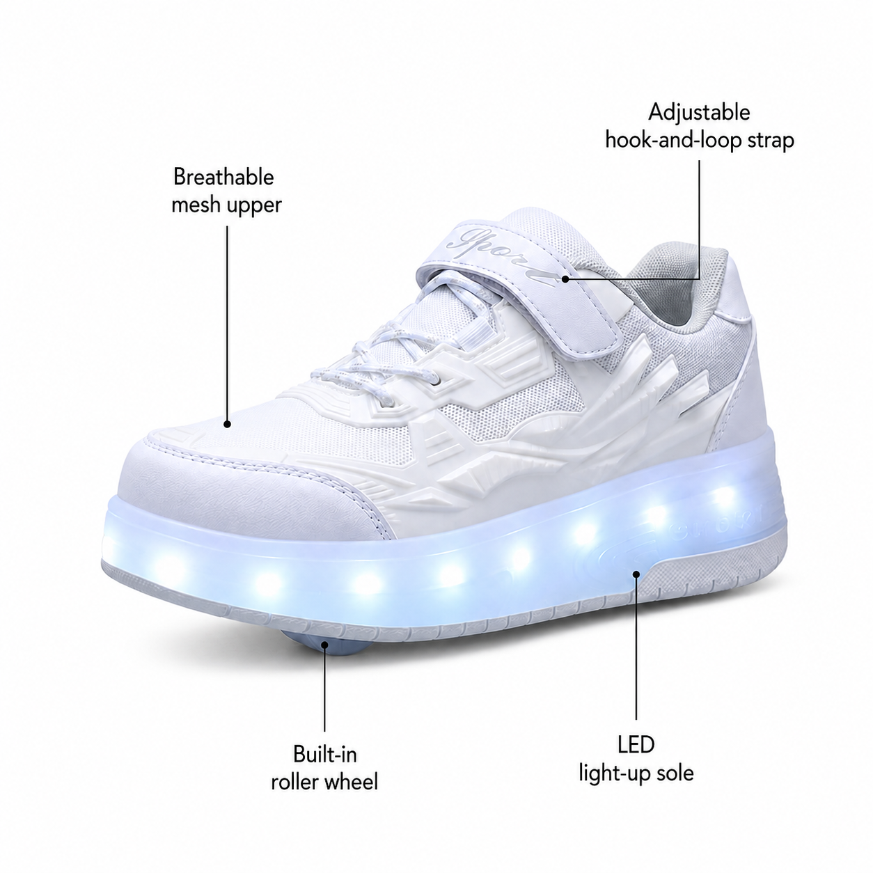 YUNICUS Kids’ Light-Up Roller Sneakers with Wheels for Boys & Girls