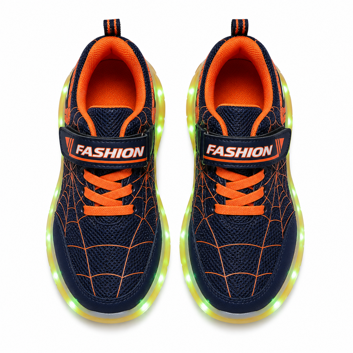 YUNICUS Kids LED Light Up Shoes – Spider Web USB Rechargeable Sneakers