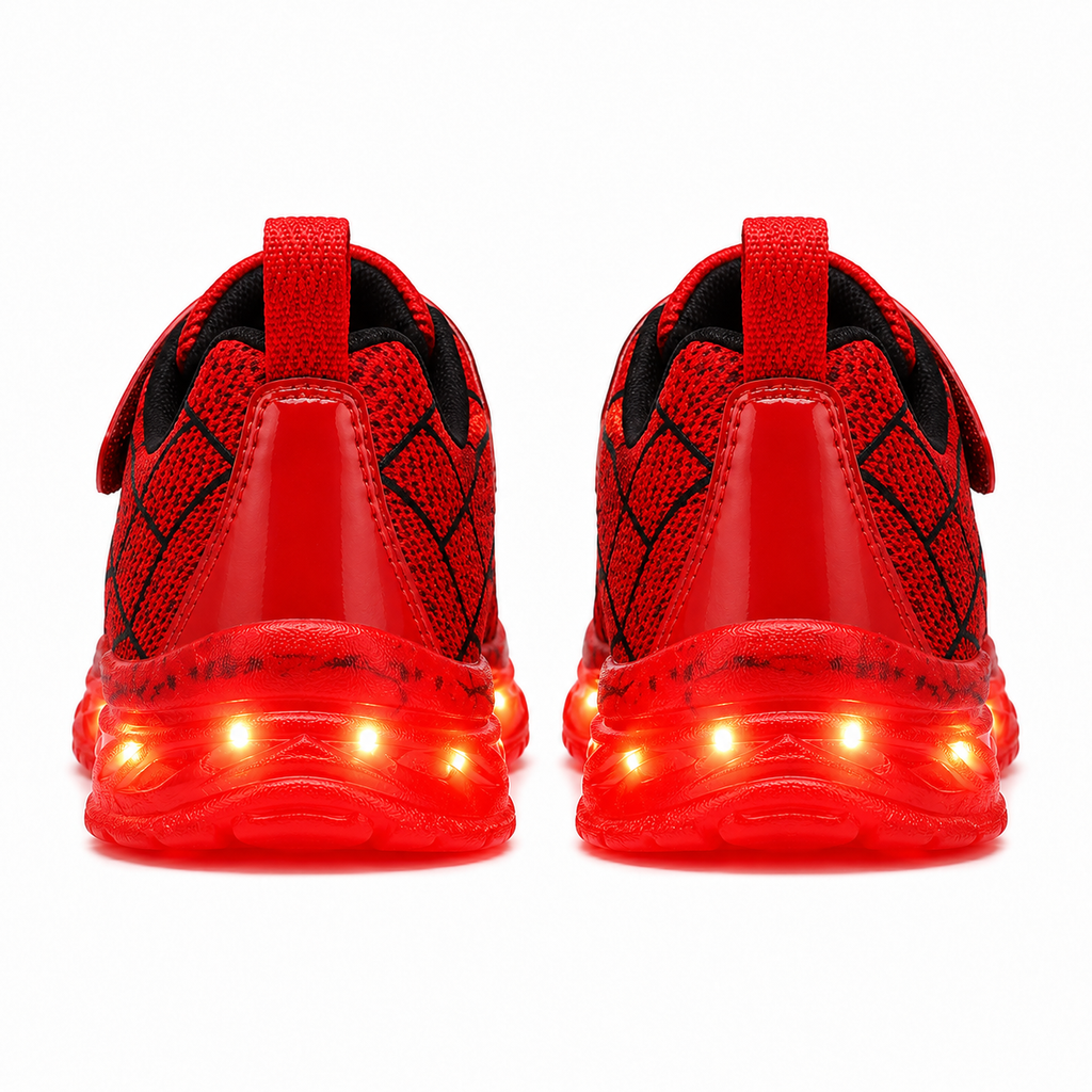 YUNICUS Kids LED Light Up Shoes – Spider Web USB Rechargeable Sneakers