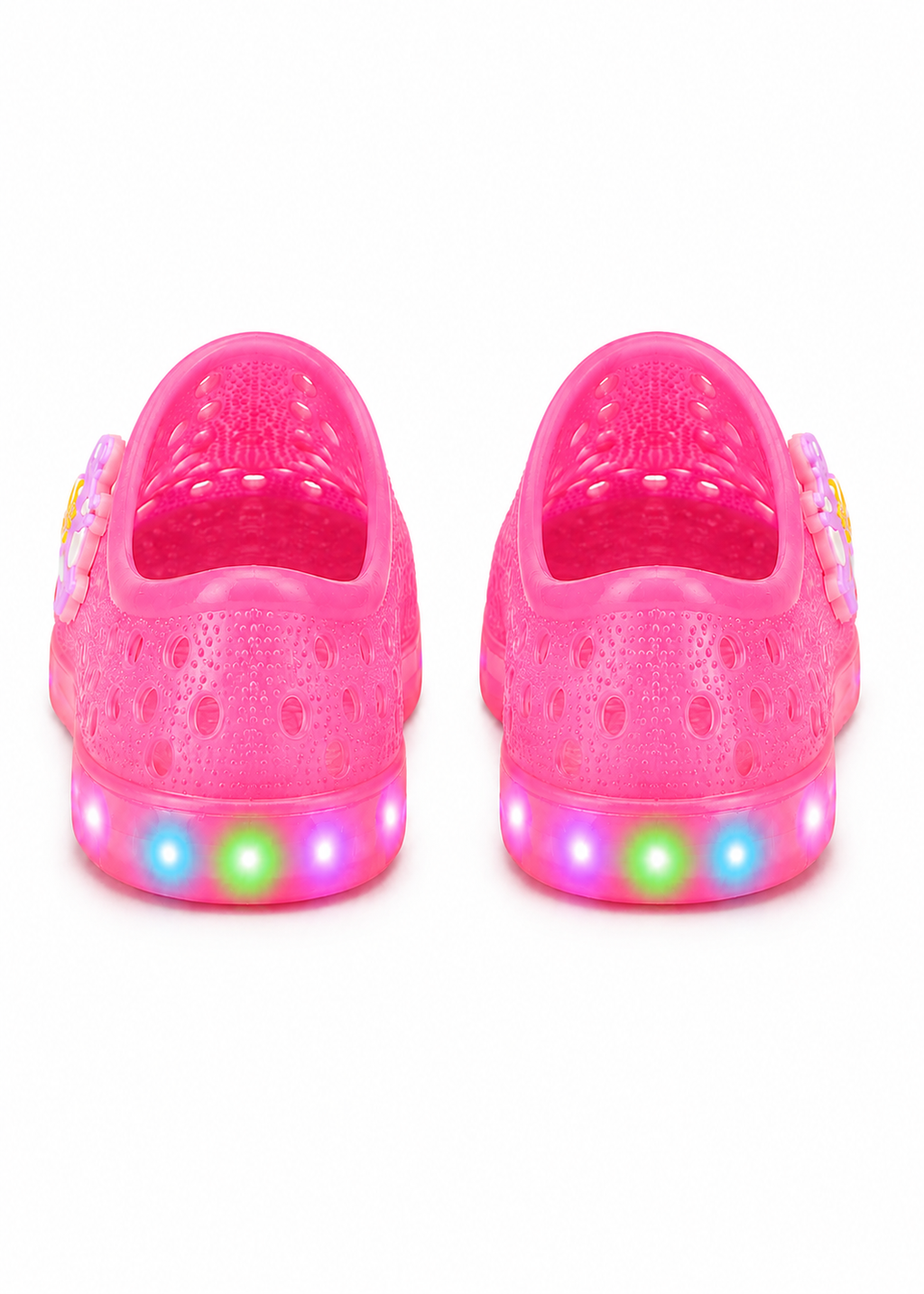 YUNICUS Toddler Girls’ Clear Light-Up Jelly Shoes with Dinosaur Charm and Breathable Holes