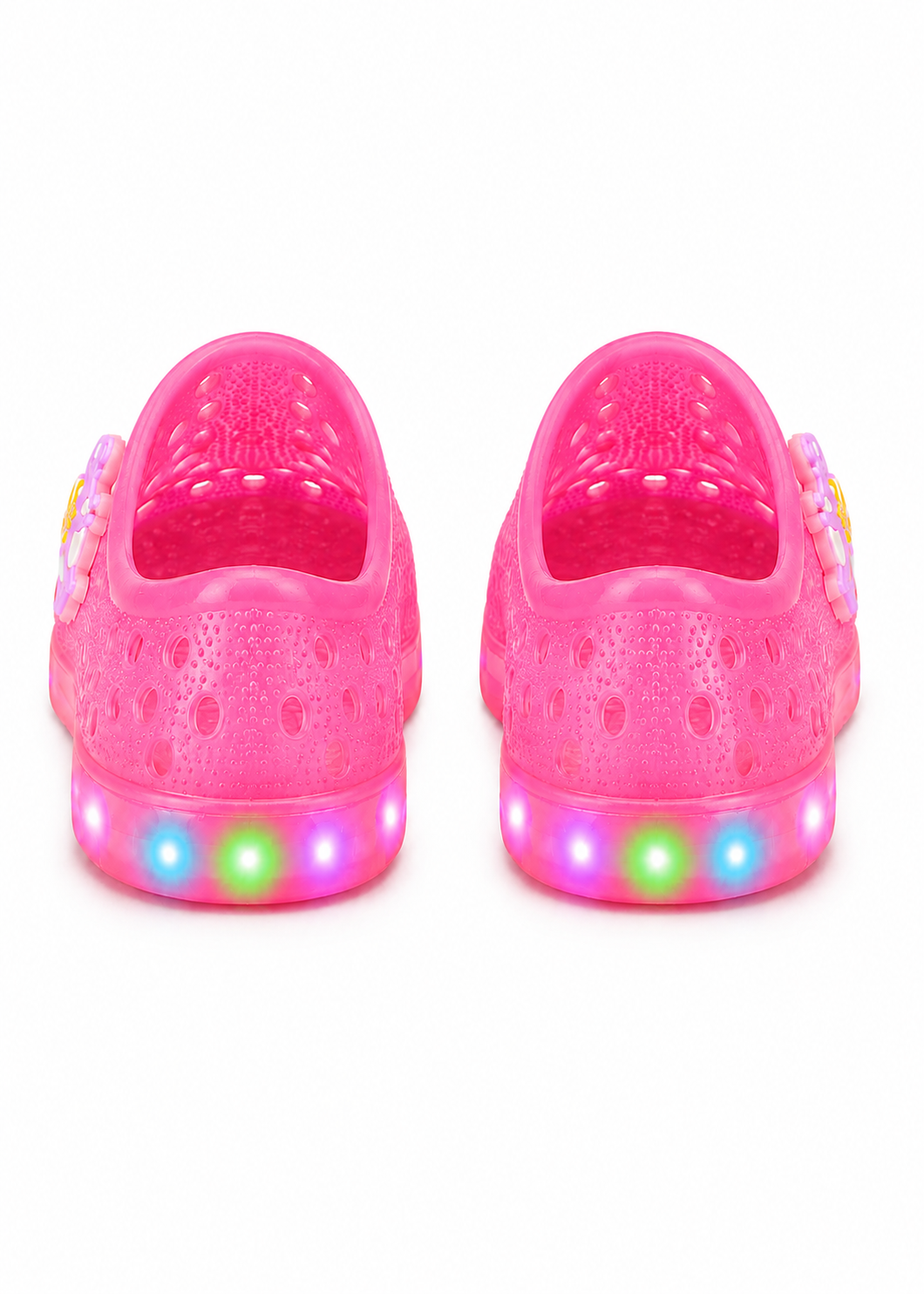 YUNICUS Toddler Girls’ Clear Light-Up Jelly Shoes with Dinosaur Charm and Breathable Holes